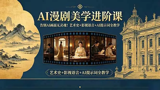 （18480期）告别AI画面无灵魂！AI漫剧美学进阶课，艺术史+影视语言+AI提示词全教学mc69.cn - 副业项目分享,互联网学习资源,考公考研资料,虚拟资料与创业思路天璇笔记网