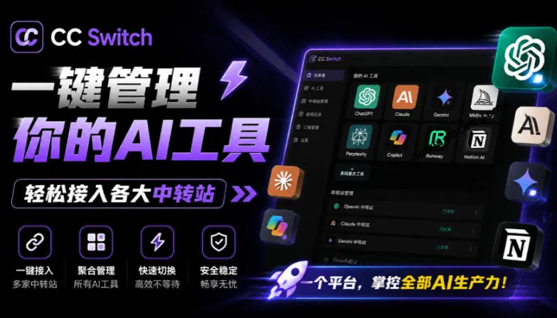 一键给Chatgpt、Codex、Claude接入地第三方中转站，CC Switch统一管理你的AI编程工具工作流mc69.cn - 副业项目分享,互联网学习资源,考公考研资料,虚拟资料与创业思路天璇笔记网
