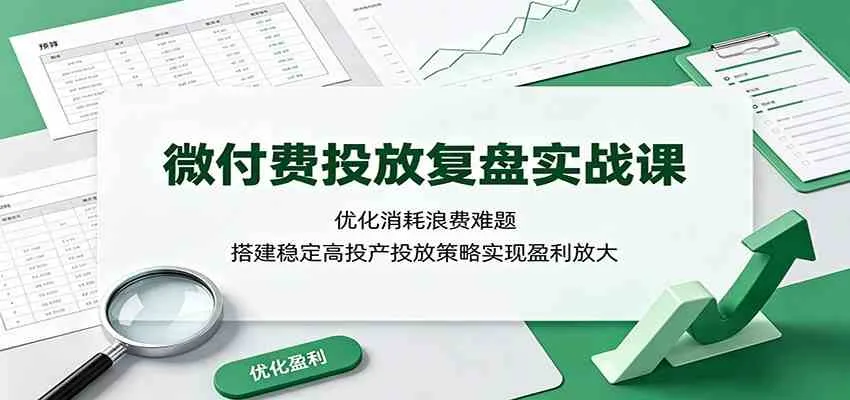 微付费投放复盘实战课：优化消耗浪费难题，搭建稳定高投产投放策略实现盈利放大mc69.cn - 副业项目分享,互联网学习资源,考公考研资料,虚拟资料与创业思路天璇笔记网