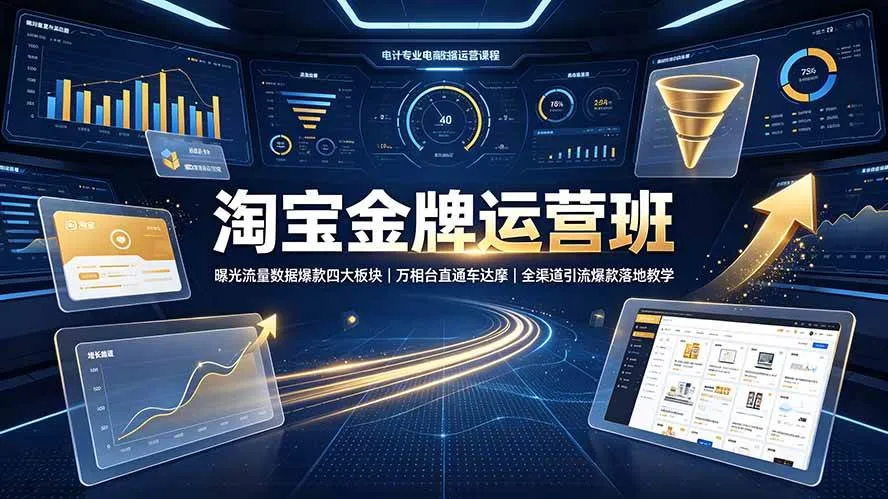 （19434期）淘宝金牌运营班-7月：曝光流量数据爆款四大板块｜万相台直通车达摩｜全渠道引流爆款落地教学mc69.cn - 副业项目分享,互联网学习资源,考公考研资料,虚拟资料与创业思路天璇笔记网