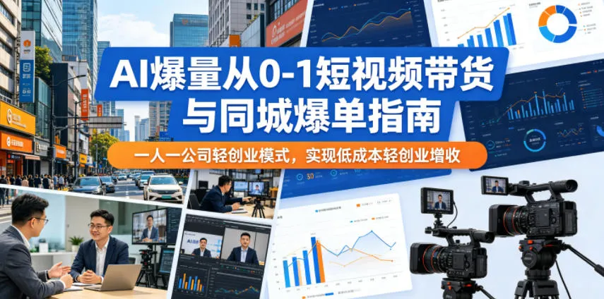 AI爆量从0-1短视频带货与同城爆单指南，一人一公司轻创业模式，实现低成本轻创业增收mc69.cn - 副业项目分享,互联网学习资源,考公考研资料,虚拟资料与创业思路天璇笔记网