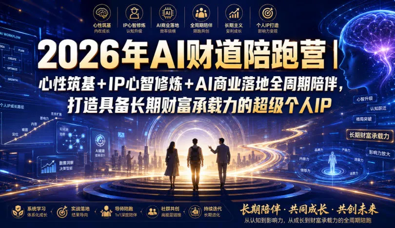 2026年AI财道陪跑营｜心性筑基+IP心智修炼+AI商业落地全周期陪伴，打造具备长期财富承载力的超级个人IPmc69.cn - 副业项目分享,互联网学习资源,考公考研资料,虚拟资料与创业思路天璇笔记网