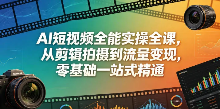 AI短视频全能实操全课，从剪辑拍摄到流量变现，零基础一站式精通mc69.cn - 副业项目分享,互联网学习资源,考公考研资料,虚拟资料与创业思路天璇笔记网