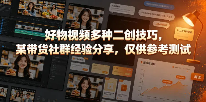 好物视频多种二创技巧,某带货社群经验分享,仅供参考测试 好物视频多种二创技巧,某带货社群经验分享,仅供参考测试