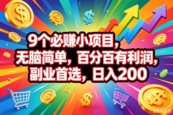 （18623期）9个必赚钱的小项目，百分百会赚米，无脑简单，副业首选，日入200+mc69.cn - 副业项目分享,互联网学习资源,考公考研资料,虚拟资料与创业思路天璇笔记网