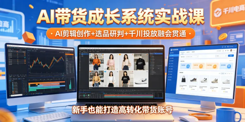 AI带货成长系统实战课，AI剪辑创作+选品研判+千川投放融会贯通，新手也能打造高转化带货账号（更新2026年）mc69.cn - 副业项目分享,互联网学习资源,考公考研资料,虚拟资料与创业思路天璇笔记网