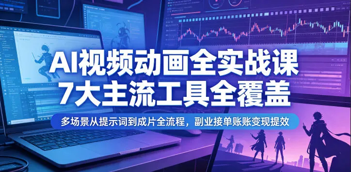 AI视频动画全实战课，7大主流工具全覆盖，多场景从提示词到成片全流程，副业接单账号变现提效mc69.cn - 副业项目分享,互联网学习资源,考公考研资料,虚拟资料与创业思路天璇笔记网