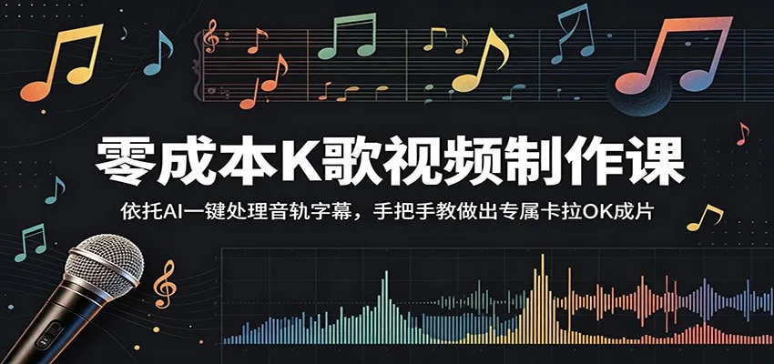 零成本K歌视频制作课：依托AI一键处理音轨字幕，手把手教做出专属卡拉OK成片mc69.cn - 副业项目分享,互联网学习资源,考公考研资料,虚拟资料与创业思路天璇笔记网
