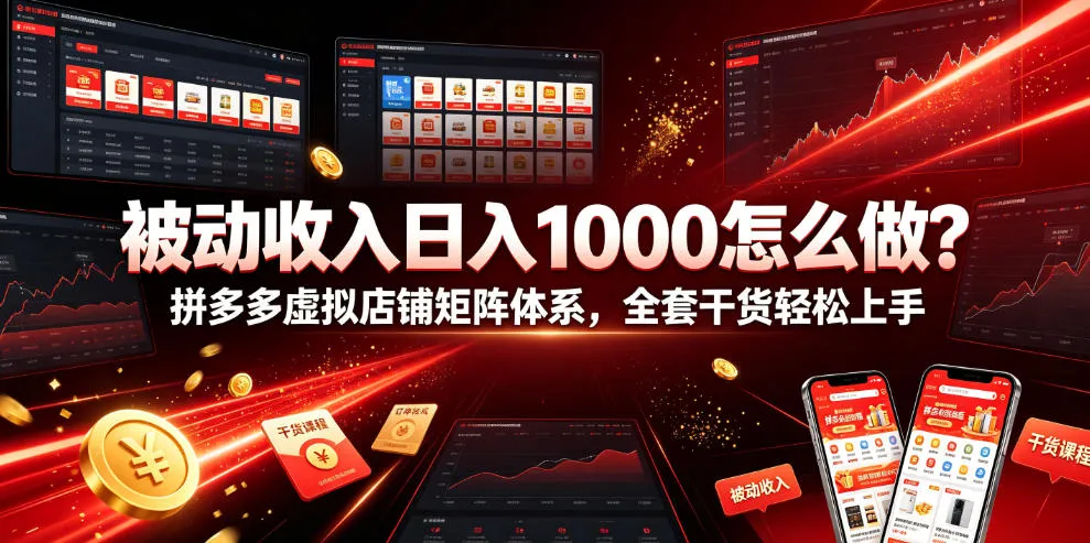 被动收入日入1000怎么做?拼多多虚拟店铺矩阵体系,全套干货轻松上手【揭秘】 被动收入日入1000怎么做?拼多多虚拟店铺矩阵体系,全套干货轻松上手【揭秘】