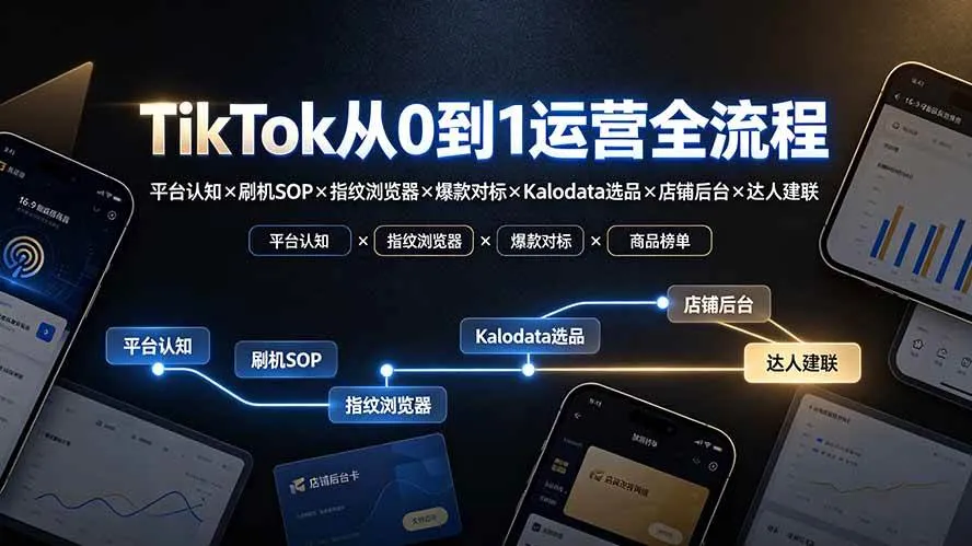 （19480期）TikTok从0到1运营全流程：平台认知×刷机SOP×指纹浏览器×爆款对标×Kalodata选品×店铺后台×达人建联mc69.cn - 副业项目分享,互联网学习资源,考公考研资料,虚拟资料与创业思路天璇笔记网