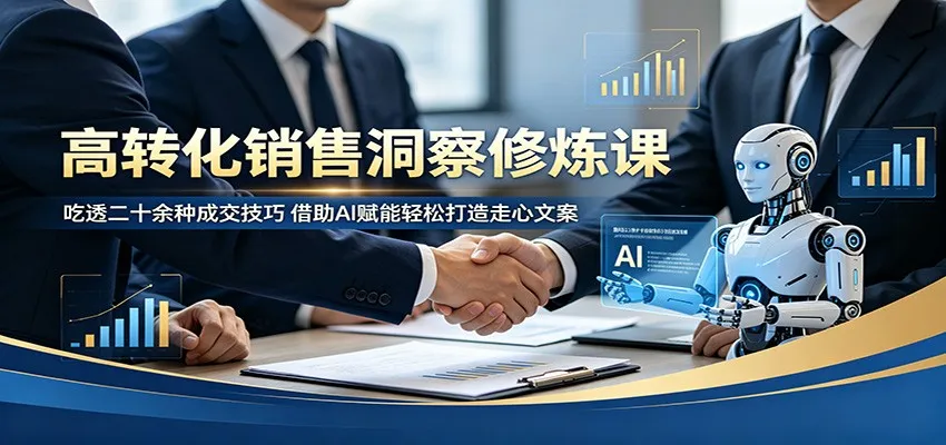高转化销售洞察修炼课：吃透二十余种成交技巧，借助AI赋能轻松打造走心文案mc69.cn - 副业项目分享,互联网学习资源,考公考研资料,虚拟资料与创业思路天璇笔记网