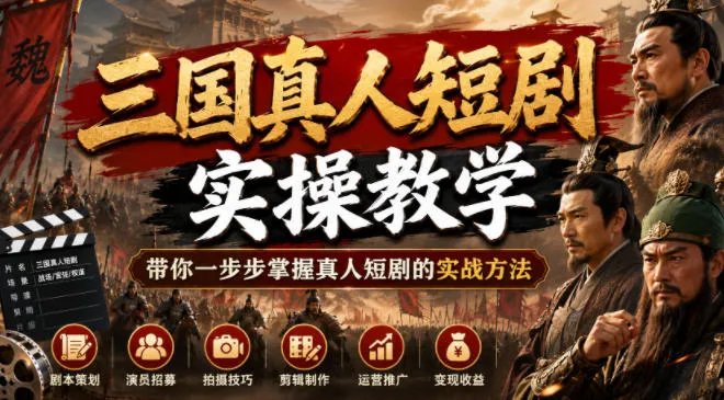 三国真人短剧实操教学，带你一步步掌握真人短剧的实战方法mc69.cn - 副业项目分享,互联网学习资源,考公考研资料,虚拟资料与创业思路天璇笔记网