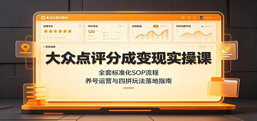 大众点评分成变现实操课：全套标准化SOP流程，养号运营与四拼玩法落地指南mc69.cn - 副业项目分享,互联网学习资源,考公考研资料,虚拟资料与创业思路天璇笔记网