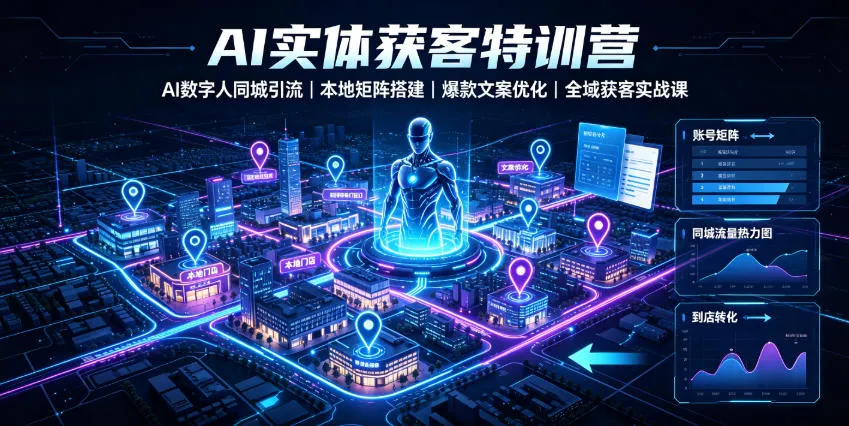 AI实体获客特训营｜AI数字人同城引流、本地矩阵搭建、爆款文案优化全域获客实战课mc69.cn - 副业项目分享,互联网学习资源,考公考研资料,虚拟资料与创业思路天璇笔记网