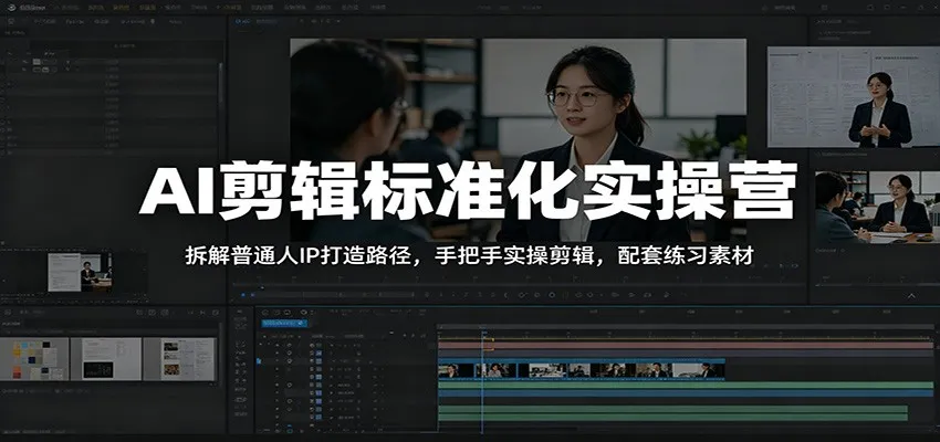 AI剪辑标准化实操营：拆解普通人IP打造路径，手把手实操剪辑，配套练习素材mc69.cn - 副业项目分享,互联网学习资源,考公考研资料,虚拟资料与创业思路天璇笔记网