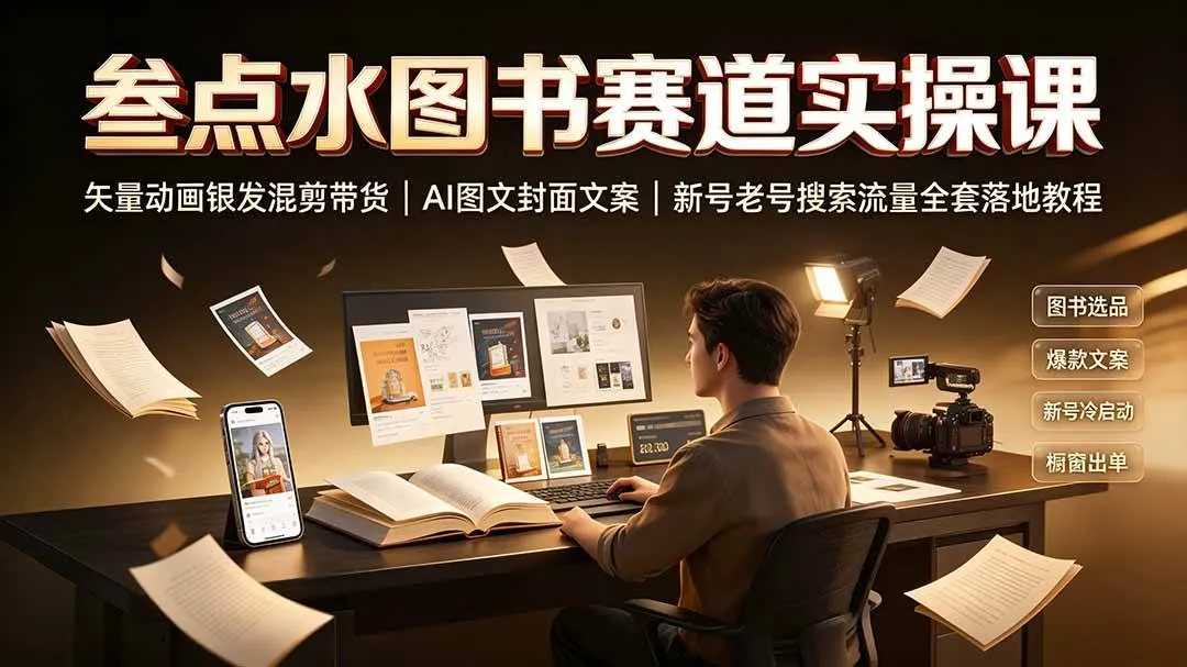 （19613期）叁点水图书赛道实操课｜矢量动画银发混剪带货，AI图文封面文案，新号老号搜索流量全套落地教程mc69.cn - 副业项目分享,互联网学习资源,考公考研资料,虚拟资料与创业思路天璇笔记网