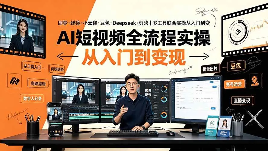 (19250期)AI短视频全流程实操:即梦·蝉镜·小云雀·豆包·Deepseek·剪映|多工具联合实操从入门到变现 (19250期)AI短视频全流程实操:即梦·蝉镜·小云雀·豆包·Deepseek·剪映|多工具联合实操从入门到变现