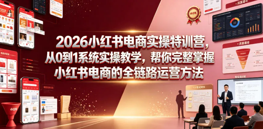 2026小红书电商实操特训营，从0到1系统实操教学，帮你完整掌握小红书电商的全链路运营方法mc69.cn - 副业项目分享,互联网学习资源,考公考研资料,虚拟资料与创业思路天璇笔记网
