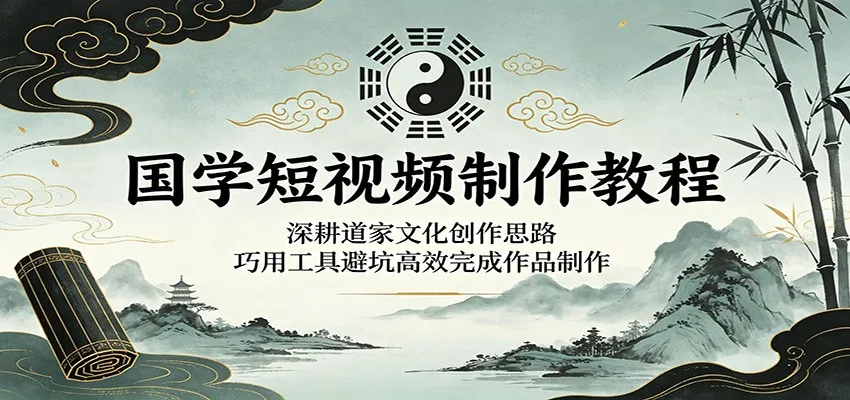 国学短视频制作教程：深耕道家文化创作思路，巧用工具避坑高效完成作品制作mc69.cn - 副业项目分享,互联网学习资源,考公考研资料,虚拟资料与创业思路天璇笔记网