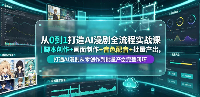 从0到1打造AI漫剧全流程实战课｜脚本创作+画面制作+音色配音+批量产出，打通AI漫剧从零创作到批量量产完整闭环mc69.cn - 副业项目分享,互联网学习资源,考公考研资料,虚拟资料与创业思路天璇笔记网