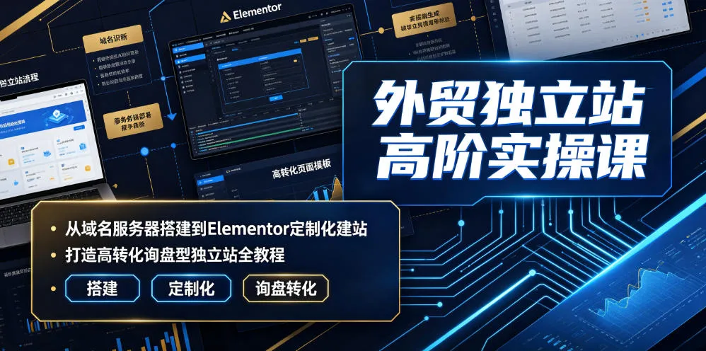 外贸独立站高阶实操课｜从域名服务器搭建到Elementor定制化建站，打造高转化询盘型独立站全教程mc69.cn - 副业项目分享,互联网学习资源,考公考研资料,虚拟资料与创业思路天璇笔记网