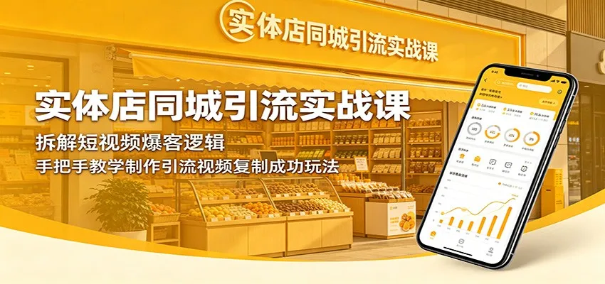 实体店同城引流实战课：拆解短视频爆客逻辑，手把手教学制作引流视频复制成功玩法mc69.cn - 副业项目分享,互联网学习资源,考公考研资料,虚拟资料与创业思路天璇笔记网