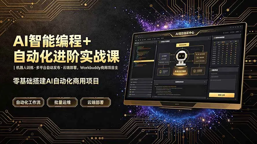 （19246期）AI智能编程+自动化进阶实战课｜机器人训练·多平台自动发布·云端部署，Workbuddy商用项目全流程教学mc69.cn - 副业项目分享,互联网学习资源,考公考研资料,虚拟资料与创业思路天璇笔记网