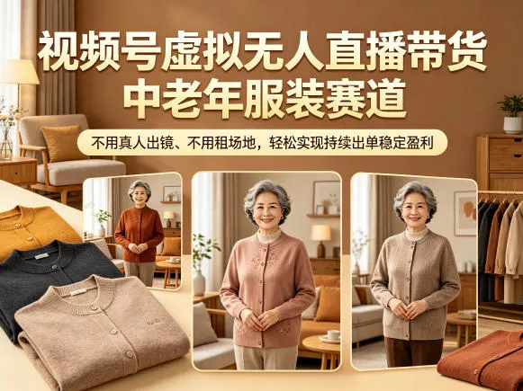 视频号虚拟无人直播带货中老年服装赛道，不用真人出镜、不用租场地，轻松实现持续出单稳定盈利mc69.cn - 副业项目分享,互联网学习资源,考公考研资料,虚拟资料与创业思路天璇笔记网