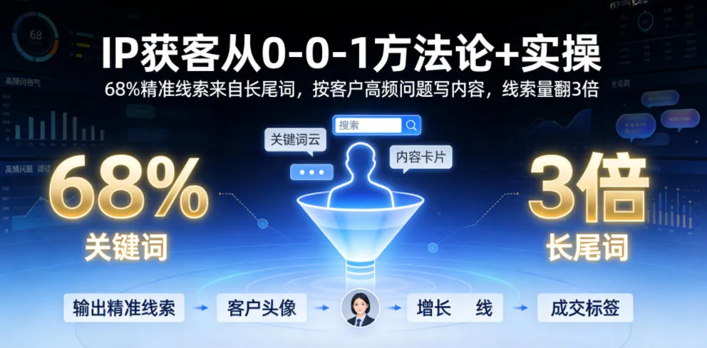 IP获客从0-1方法论+实操，68%精准线索来自长尾词，按客户高频问题写内容，线索量翻3倍mc69.cn - 副业项目分享,互联网学习资源,考公考研资料,虚拟资料与创业思路天璇笔记网