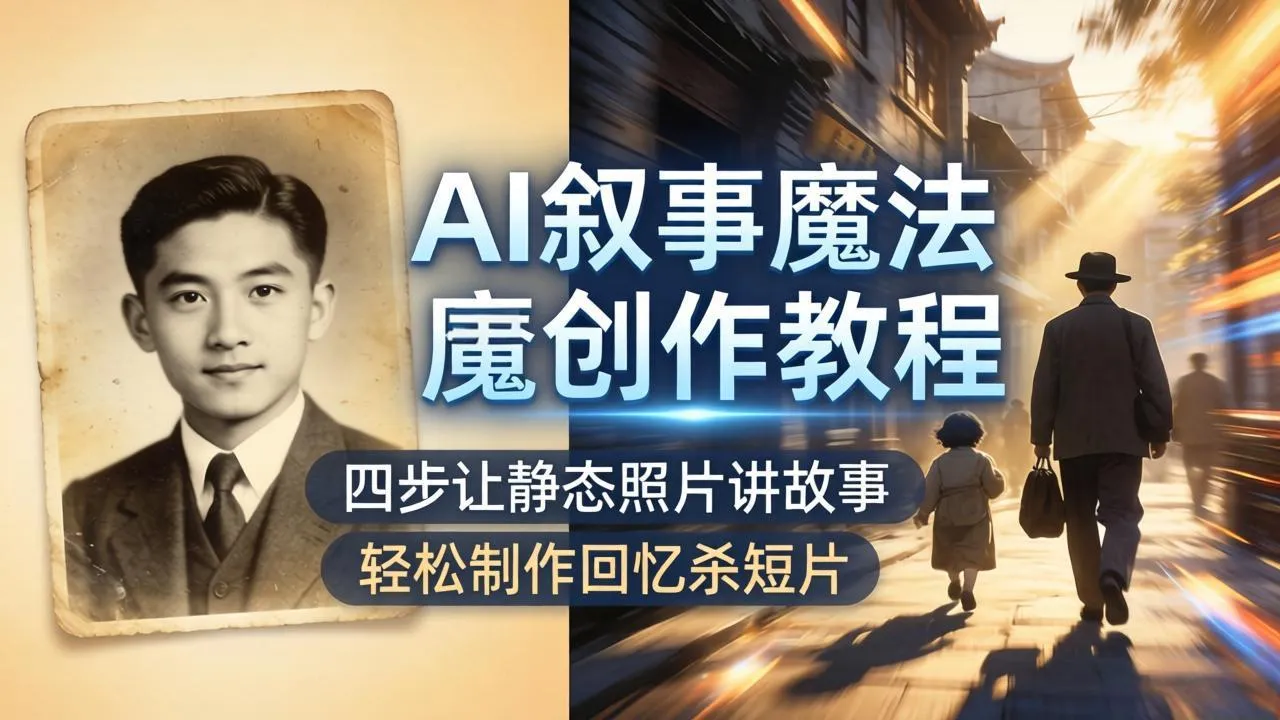 AI叙事魔法创作教程，四步让静态照片讲故事，老照片修复加动态特效，轻松制作回忆杀短片mc69.cn - 副业项目分享,互联网学习资源,考公考研资料,虚拟资料与创业思路天璇笔记网