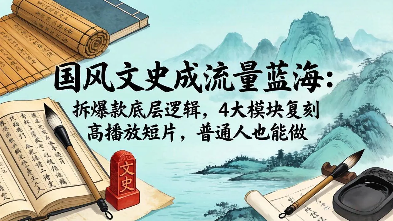 （18227期）国风文史成流量蓝海：拆爆款底层逻辑，4大模块复刻高播放短片，普通人也能做mc69.cn - 副业项目分享,互联网学习资源,考公考研资料,虚拟资料与创业思路天璇笔记网