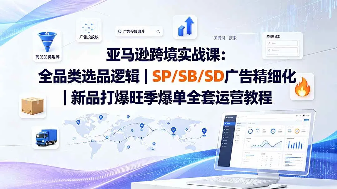 （19563期）亚马逊跨境实战课-更新：全品类选品逻辑｜SP/SB/SD广告精细化｜新品打爆旺季爆单全套运营教程mc69.cn - 副业项目分享,互联网学习资源,考公考研资料,虚拟资料与创业思路天璇笔记网