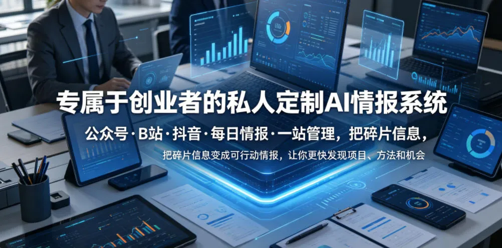 专属于创业者的私人定制AI情报系统，公众号·B站·抖音·每日情报·一站管理，把碎片信息变成可行动情报，让你更快发现项目、方法和机会mc69.cn - 副业项目分享,互联网学习资源,考公考研资料,虚拟资料与创业思路天璇笔记网