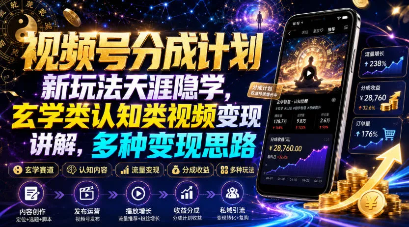 视频号分成计划新玩法天涯隐学,玄学类认知类视频变现讲解,多种变现思路 视频号分成计划新玩法天涯隐学,玄学类认知类视频变现讲解,多种变现思路