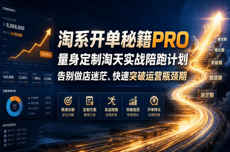 淘系开单秘籍PRO，量身定制淘天实战陪跑计划，告别做店迷茫、快速突破运营瓶颈期（更新20260728）mc69.cn - 副业项目分享,互联网学习资源,考公考研资料,虚拟资料与创业思路天璇笔记网