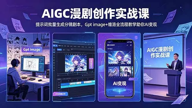 （18482期）AIGC漫剧创作实战课-更新5月16，提示词批量生成分镜剧本，Gpt image+维洛全流程教学助你AI变现mc69.cn - 副业项目分享,互联网学习资源,考公考研资料,虚拟资料与创业思路天璇笔记网