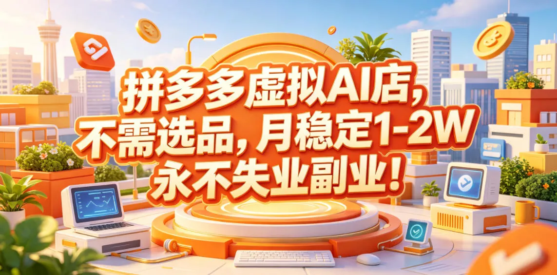 拼多多虚拟AI店，不需选品，月稳定1-2W，永不失业副业！【揭秘】mc69.cn - 副业项目分享,互联网学习资源,考公考研资料,虚拟资料与创业思路天璇笔记网