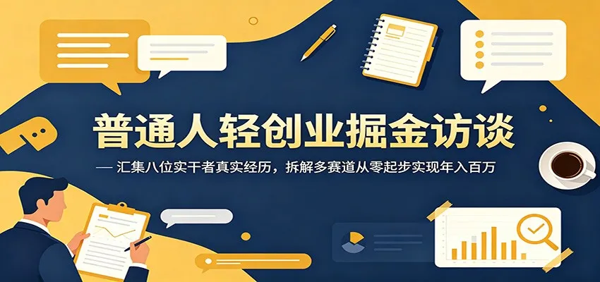 普通人轻创业掘金访谈：汇集八位实干者真实经历，拆解多赛道从零起步实现年入百万mc69.cn - 副业项目分享,互联网学习资源,考公考研资料,虚拟资料与创业思路天璇笔记网