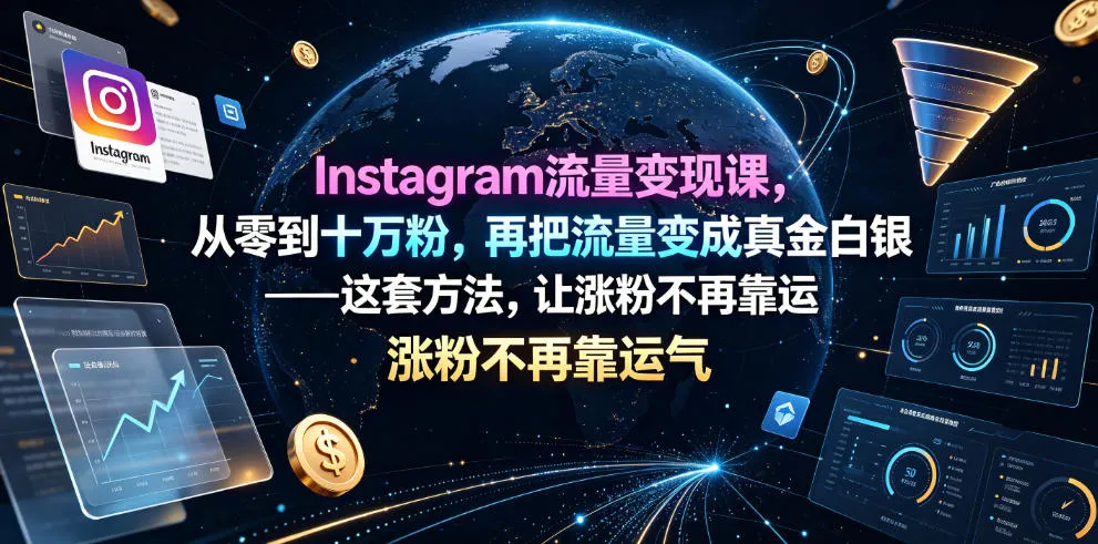 Instagram流量变现课，从零到十万粉，再把流量变成真金白银——这套方法，让涨粉不再靠运气【原创双语字幕】mc69.cn - 副业项目分享,互联网学习资源,考公考研资料,虚拟资料与创业思路天璇笔记网