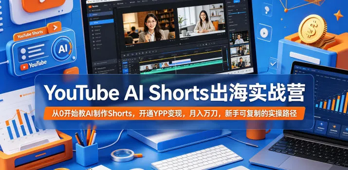 YouTube AI Shorts出海实战营，从0开始教AI制作Shorts，开通YPP变现，月入万刀，新手可复制的实操路径mc69.cn - 副业项目分享,互联网学习资源,考公考研资料,虚拟资料与创业思路天璇笔记网