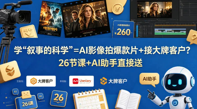 学《叙事的科学》=AI影像拍爆款片+接大牌客户？26节课+AI助手直接送【原创双语字幕】mc69.cn - 副业项目分享,互联网学习资源,考公考研资料,虚拟资料与创业思路天璇笔记网