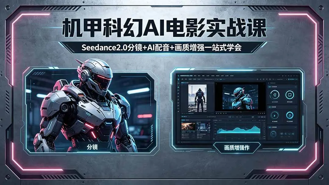 （18298期）机甲科幻 AI 电影实战课，Seedance2.0 分镜 + AI 配音 + 画质增强一站式学会mc69.cn - 副业项目分享,互联网学习资源,考公考研资料,虚拟资料与创业思路天璇笔记网