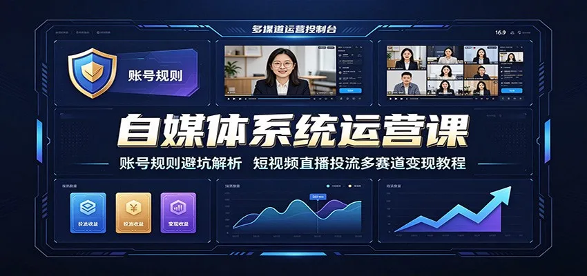 自媒体系统运营课：账号规则避坑解析，短视频直播投流多赛道变现教程mc69.cn - 副业项目分享,互联网学习资源,考公考研资料,虚拟资料与创业思路天璇笔记网