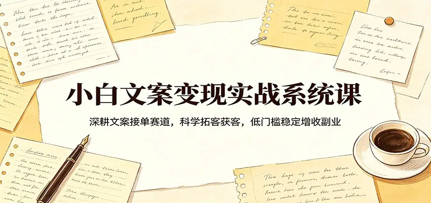 小白文案变现实战系统课：深耕文案接单赛道，科学拓客获客，低门槛稳定增收副业mc69.cn - 副业项目分享,互联网学习资源,考公考研资料,虚拟资料与创业思路天璇笔记网