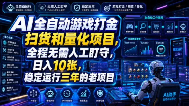 AI全自动游戏打金扫货和量化项目，全程无需人工盯守，日入10张，稳定运行三年的老项目【揭秘】mc69.cn - 副业项目分享,互联网学习资源,考公考研资料,虚拟资料与创业思路天璇笔记网