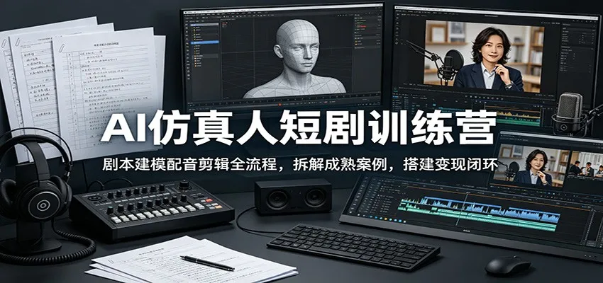 AI仿真人短剧训练营：剧本建模配音剪辑全流程，拆解成熟案例，搭建变现闭环mc69.cn - 副业项目分享,互联网学习资源,考公考研资料,虚拟资料与创业思路天璇笔记网