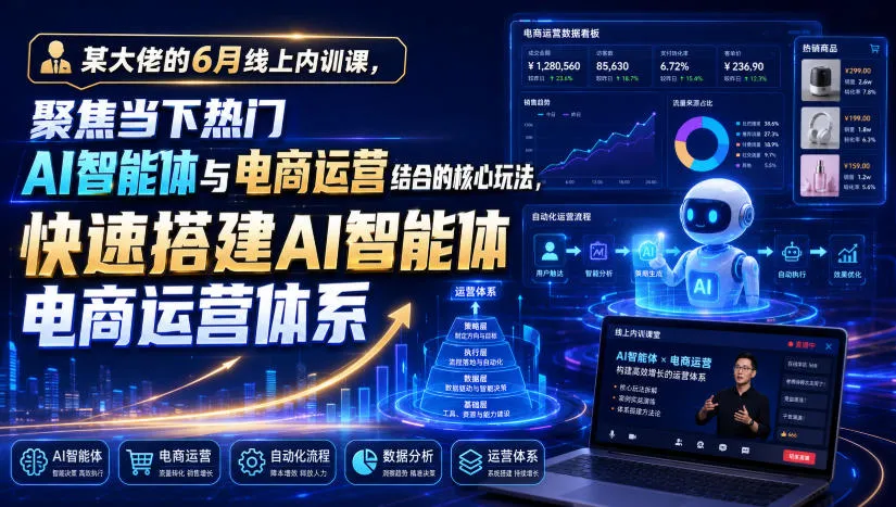 某大佬的6月线上内训课，聚焦当下热门AI智能体与电商运营结合的核心玩法，快速搭建AI智能体电商运营体系mc69.cn - 副业项目分享,互联网学习资源,考公考研资料,虚拟资料与创业思路天璇笔记网