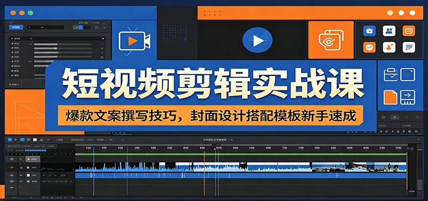 短视频剪辑实战课：爆款文案撰写技巧，封面设计搭配模板新手速成mc69.cn - 副业项目分享,互联网学习资源,考公考研资料,虚拟资料与创业思路天璇笔记网