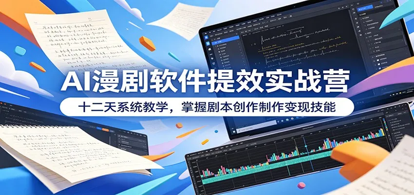 AI漫剧软件提效实战营：十二天系统教学，掌握剧本创作制作变现技能mc69.cn - 副业项目分享,互联网学习资源,考公考研资料,虚拟资料与创业思路天璇笔记网