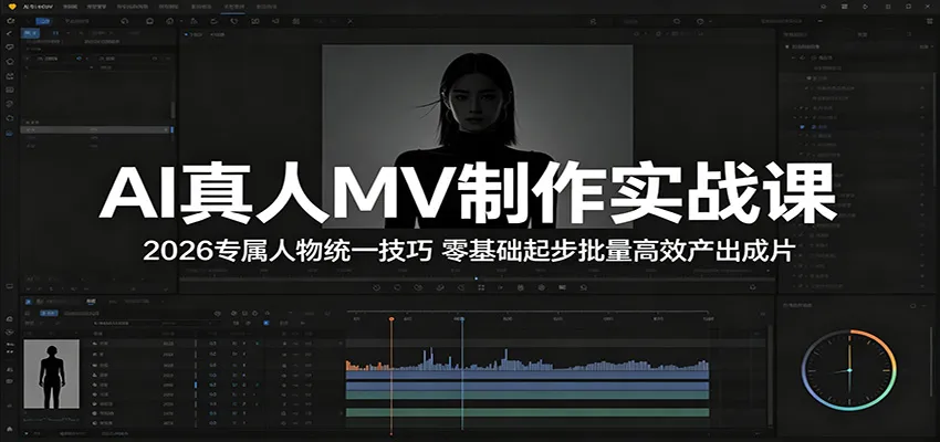 AI真人MV制作实战课：2026专属人物统一技巧，零基础起步批量高效产出成片mc69.cn - 副业项目分享,互联网学习资源,考公考研资料,虚拟资料与创业思路天璇笔记网
